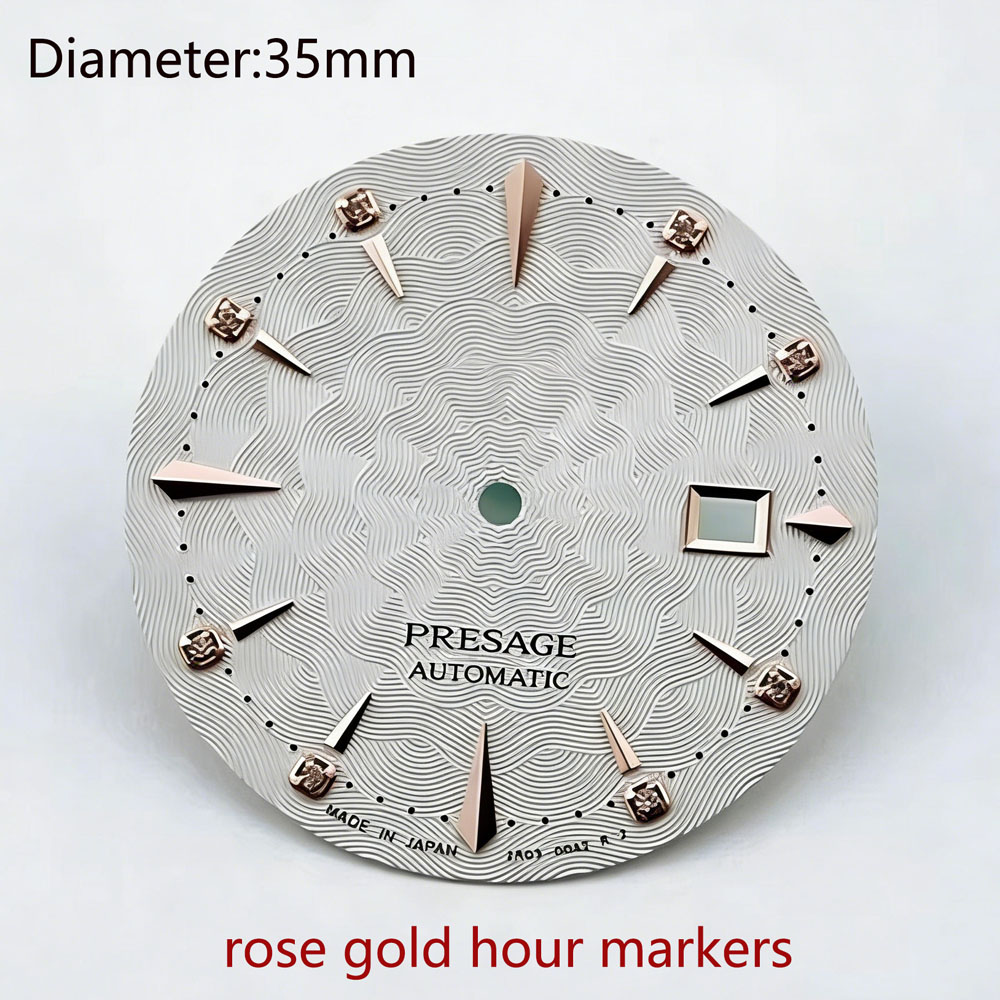 Tarcza 35mm NH35 S logo Presag – Seiko Watch Presage recenzja i cena